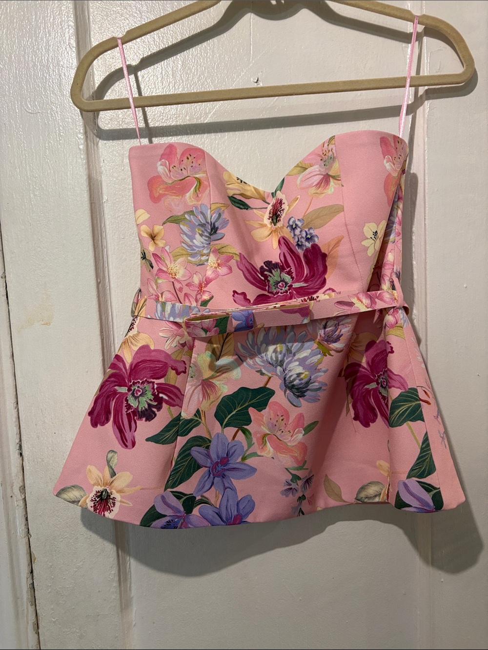 ZARA FLORAL PRINT CORSET CROP TOP STRAPLESS BUSTIER - Picture 9 of 13